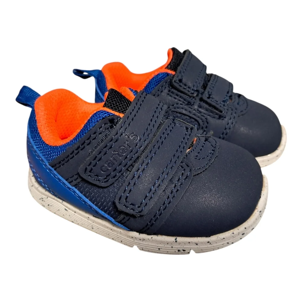 Carter's‎ Relay Athletic Sneaker 3-6  Months, Size 2, Navy Blue, Orange and Blue